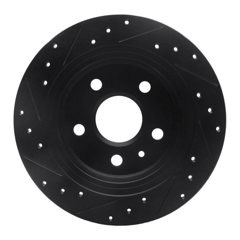 Buick LaCrosse Brake Rotor (1) - Rear Right - R1 Concepts - Drilled & Slotted - Black - `11-`16